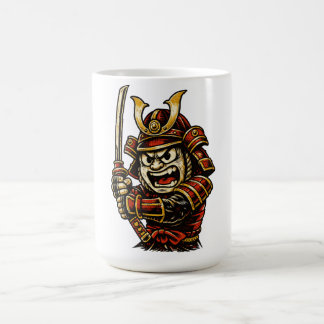Japanse Samurai Krijger Rode Pantser Cartoon Kunst Koffiemok