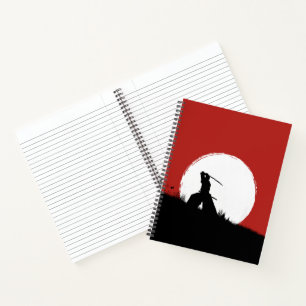 Japanse Samurai Krijger Silhouet Zon Spiraal Niet Notitieboek