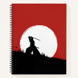 Japanse Samurai Krijger Silhouet Zon Spiraal Niet Notitieboek