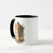  Japanse Samurai Krijger & Zwarte Kat Koffie  Mok (Voorkant links)