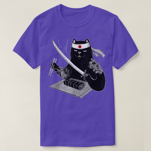 Japanse Samurai Ninja Cat Kawaii Tattoo Mannen Vro T-shirt (Design voorkant)