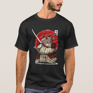 Japanse Samurai Ninja Cat Kawaii Tattoo Mannen Vro T-shirt