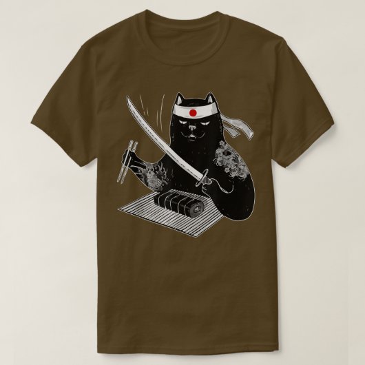 Japanse Samurai Ninja Cat Kawaii Tattoo Mannen Vro T-shirt (Design voorkant)