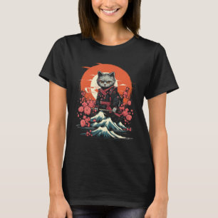 Japanse Samurai Ninja Cat Retro Tattoo Graphic 34 T-shirt
