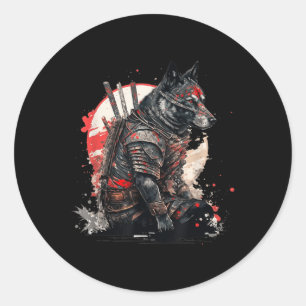 Japanse Samurai Ninja Dog Kawaii Tattoo Graphic Ronde Sticker