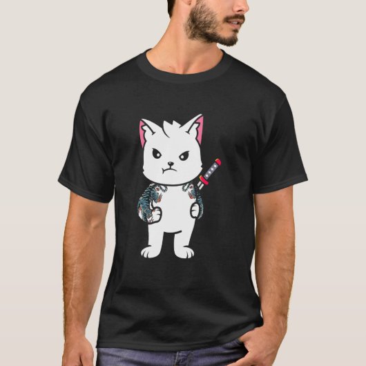 Japanse Samurai Ninja Kat Japanse Samurai Ninja K T-shirt (Voorkant)