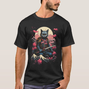 Japanse Samurai Ninja Kat Retro Tattoo Grafisch # T-shirt