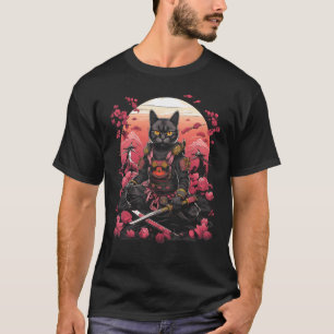 Japanse Samurai Ninja Kat Retro Tattoo Grafisch # T-shirt