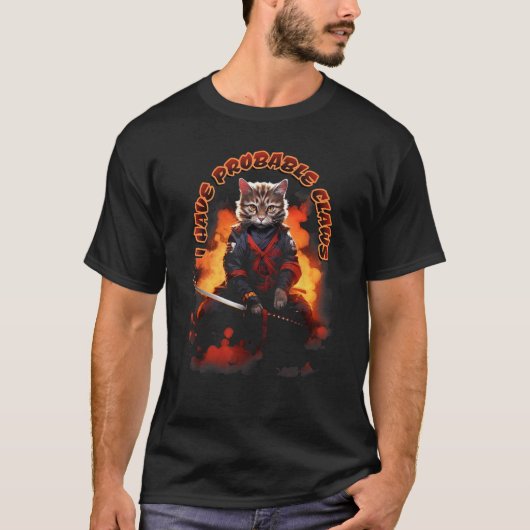Japanse Samurai Ninja Kat T-shirt (Voorkant)