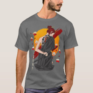 Japanse Samurai Sakura Cherry Blossom Kat T-shirt