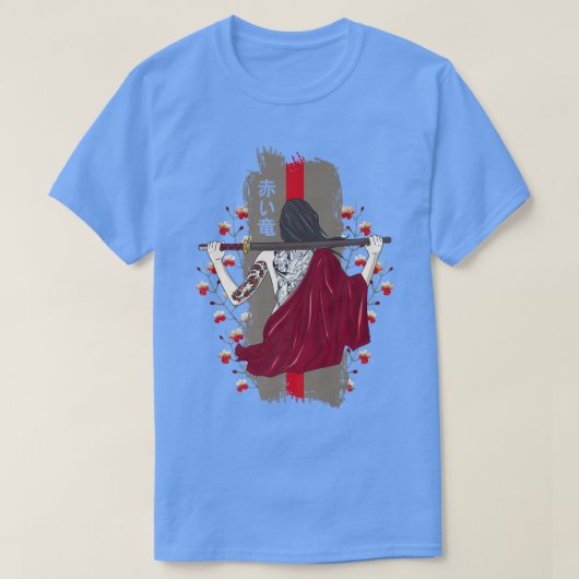 Japanse Samurai Sakura Cherry Blossom Kat T-shirt (Design voorkant)