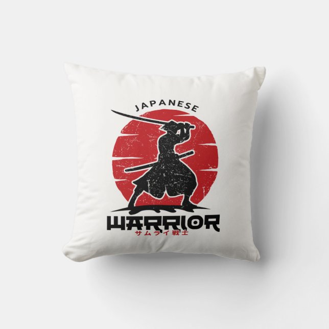 Japanse Samurai Silhouet kussen (Voorkant)
