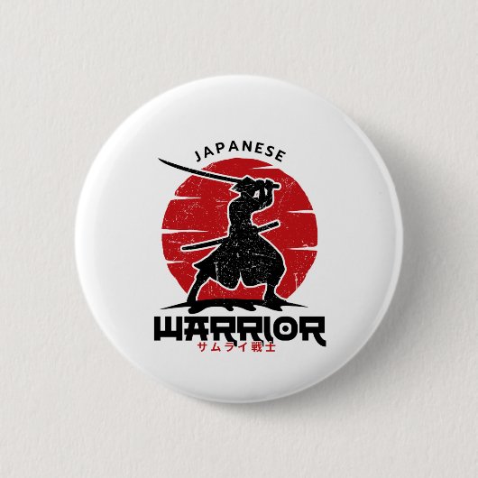 Japanse Samurai Silhouet kussen Ronde Button 5,7 Cm (Voorkant)