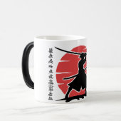 Japanse Samurai Silhouet Mok - Minimalistische Kat (Voorkant links)