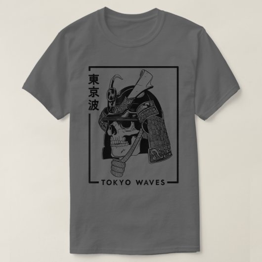 Japanse Samurai Skull Drawn Minimalistisch Japan A T-shirt (Design voorkant)