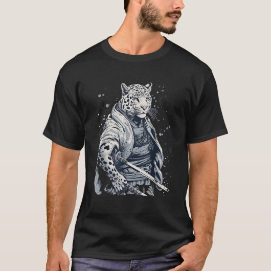 Japanse Samurai Snow Leopard T Shirt (Voorkant)