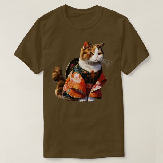Japanse Samurai Sphynx Cat Cherry blossom Cat Kit T-shirt (Design voorkant)