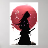 Japanse samurai-strijder tegen de rode zon poster (Voorkant)
