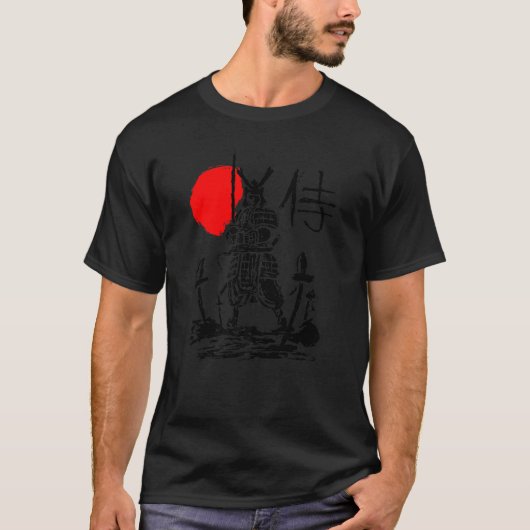 Japanse Samurai Sword Warrior Minimale Abstracte T-shirt (Voorkant)