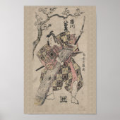 Japanse Samurai Ukiyo-e Scroll Print (Voorkant)