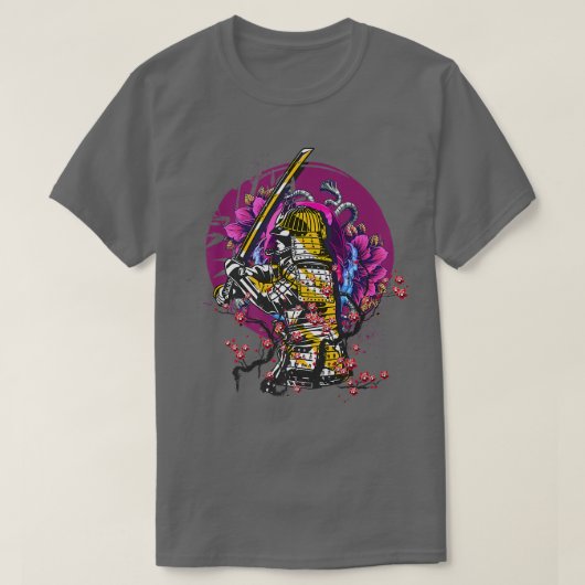 Japanse Samurai Vaporwave Cherry Blossom T-shirt (Design voorkant)