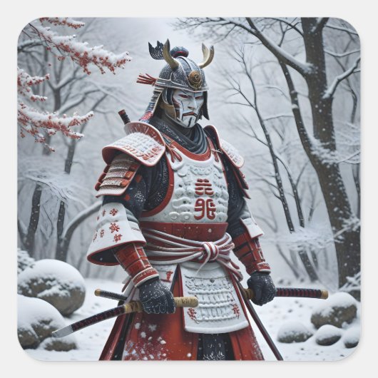 Japanse Samurai vierkante sticker (Voorkant)