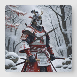 Japanse Samurai vierkante wandklok