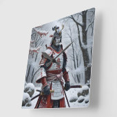 Japanse Samurai vierkante wandklok (Hoek)