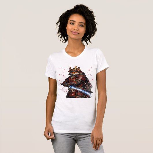 Japanse Samurai Vos Kitsune Krijger T-Shirt (Voorkant volledig)