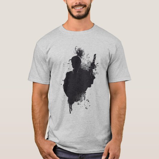 Japanse Samurai Warrior Ink Art T-shirt (Voorkant)