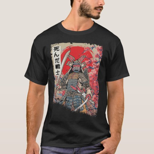 Japanse Samurai Warrior Japan Dead Szwaardvechter T-shirt (Voorkant)