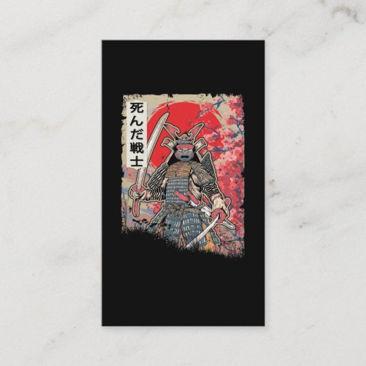 Japanse Samurai Warrior Japan Dead Szwaardvechter Visitekaartje (Voorkant)