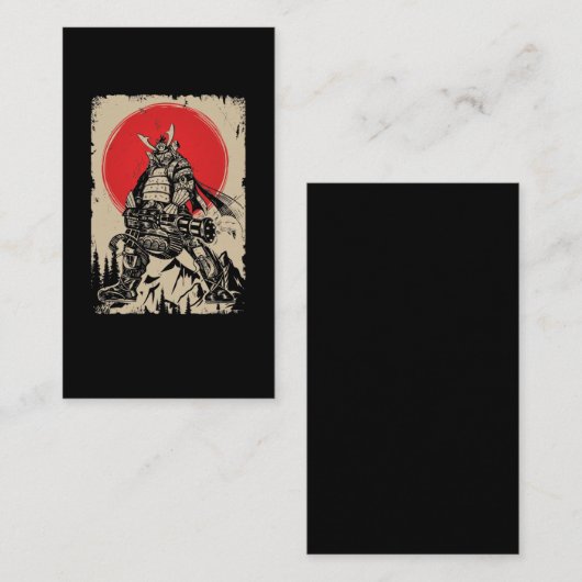 Japanse Samurai Warrior met Pistool Visitekaartje (Voorkant / Achterkant)