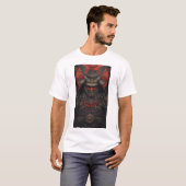 Japanse Samurai Warrior Red Face Armour Graphic T- T-shirt (Voorkant volledig)