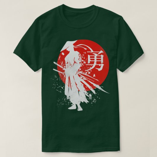 Japanse Samurai Warrior Retro Japan Calligrafie T-shirt (Design voorkant)