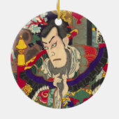 Japanse Samurai Woodblock Print Keramisch Ornament (Achterkant)