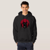 Japanse Samurai zwarte kat Ninja Art Hoodie (Voorkant volledig)