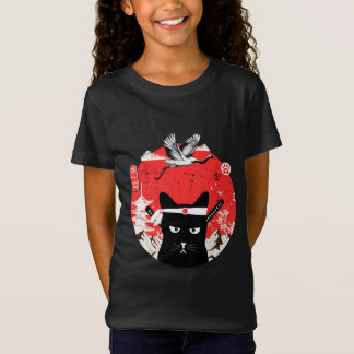  Japanse Samurai zwarte kat T-shirt