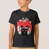 Japanse Samurai zwarte kat T-shirt (Voorkant)