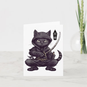 Japanse Samurai Zwarte Kat Tattoo, Kawaii Ninja Zw Kaart