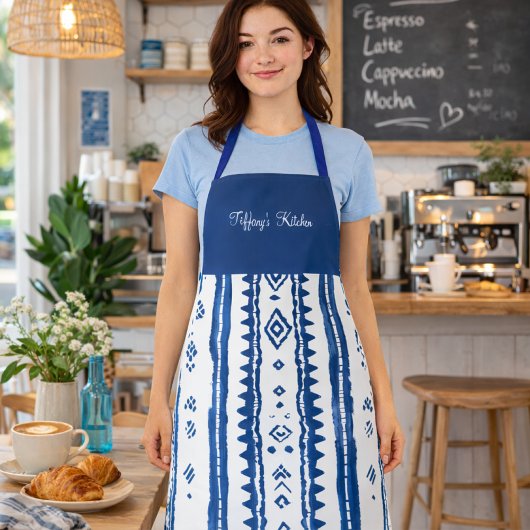 Japanse Sashiko Blauwe & Witte Schort