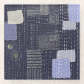 Japanse sashiko-steken die op patroon lijken glazen onderzetter (Voorkant)