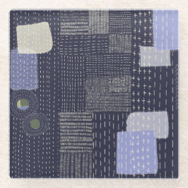 Japanse sashiko-steken die op patroon lijken glazen onderzetter