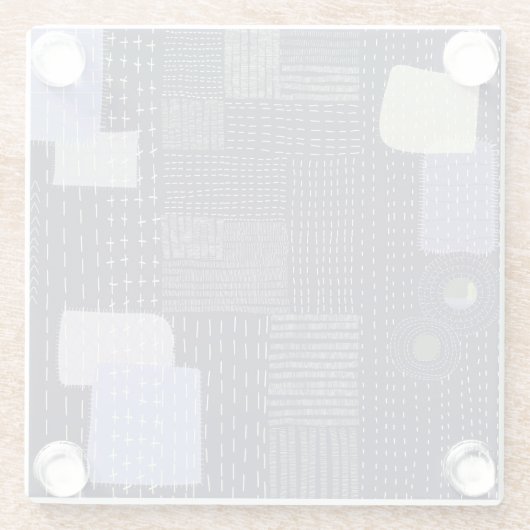 Japanse sashiko-steken die op patroon lijken glazen onderzetter (Achterkant)