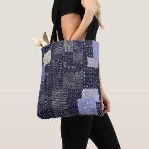 Japanse sashiko steken die patroon nabootsen tote bag