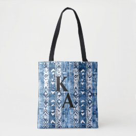 Japanse Sashiko wit en blauw patroon Tote Bag