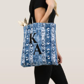 Japanse Sashiko wit en blauw patroon Tote Bag (Dichtbij)