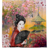 Japanse scène met een vrouw douchegordijn (Voorkant)