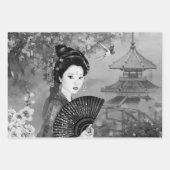 Japanse scène met een vrouw inpakpapier vel (Voorkant 2)