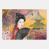Japanse scène met een vrouw inpakpapier vel (Voorkant)